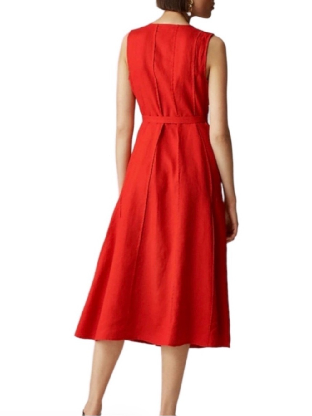 Seamed Linen Dress with Removable belt